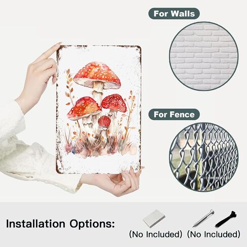 Mushroom Tin Sign Gardening Metal Signs Garden Decorative Funny Garden Gifts for Indoor Outdoor Farmhouse Yard Home Wall Decoration 12 * 8in in Saudi Arabia