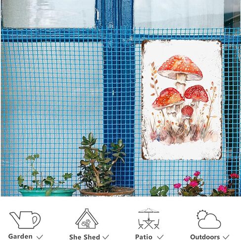 Mushroom Tin Sign Gardening Metal Signs Garden Decorative Funny Garden Gifts for Indoor Outdoor Farmhouse Yard Home Wall Decoration 12 * 8in in Saudi Arabia