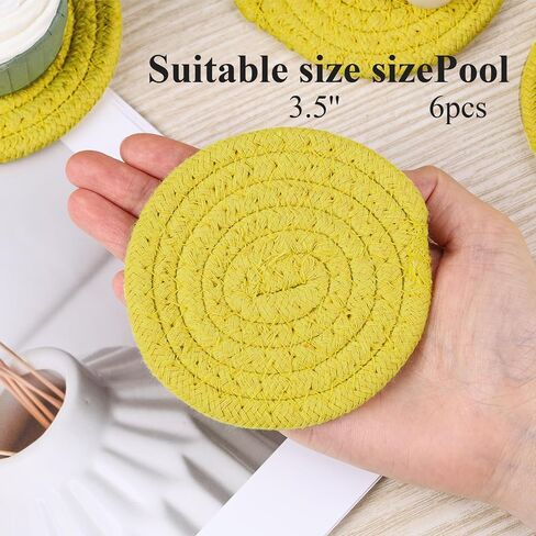 DomeStar 6PCS White Absorbent Coasters for Drinks, 3.5Inch Woven Coasters Drink Coasters for Kitchen Living Room Coffee Table Tabletop Protection Housewarming Gift in Saudi Arabia