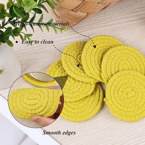 DomeStar 6PCS White Absorbent Coasters for Drinks, 3.5Inch Woven Coasters Drink Coasters for Kitchen Living Room Coffee Table Tabletop Protection Housewarming Gift in Saudi Arabia