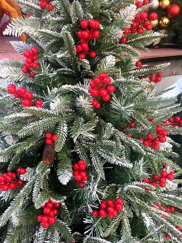 التوت الاصطناعي، 24 قطعة من سيقان التوت عيد الميلاد، أعواد عيد الميلاد الاصطناعية، سيقان التوت الاصطناعية لشجرة عيد الميلاد الحلي إكليل زينة المنزل (أحمر) in Kuwait