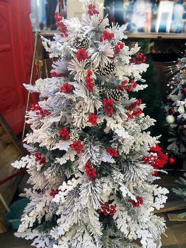 التوت الاصطناعي، 24 قطعة من سيقان التوت عيد الميلاد، أعواد عيد الميلاد الاصطناعية، سيقان التوت الاصطناعية لشجرة عيد الميلاد الحلي إكليل زينة المنزل (أحمر) in Kuwait