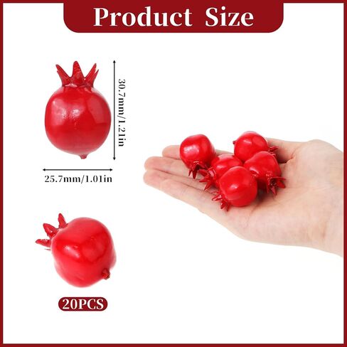 Prasacco 20 Pieces Mini Artificial Pomegranate, 1 Inch/2.5 cm Realistic Fake Fruit Simulation Foam Pomegranate for Floral Arrangements Home Kichen Display Table Decor DIY Crafts in Saudi Arabia