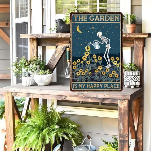 Mushroom Tin Sign Gardening Metal Signs Garden Decorative Funny Garden Gifts for Indoor Outdoor Farmhouse Yard Home Wall Decoration 12 * 8in in Saudi Arabia