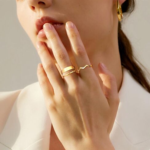 YADOCA 12/17PCS Knuckle Rings For Women Silver Gold Tone Stainless Steel Midi Rings Set Simple Stackable Finger Rings Adjustable Open Stacking Plain Band Rings in Kuwait