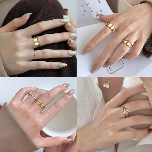 YADOCA 12/17PCS Knuckle Rings For Women Silver Gold Tone Stainless Steel Midi Rings Set Simple Stackable Finger Rings Adjustable Open Stacking Plain Band Rings in Kuwait