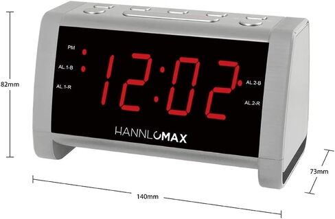 راديو منبه HANNLOMAX HX-138CR، راديو PLL AM/FM مع محطات محددة مسبقًا، شاشة LED خضراء 1.4 بوصة، منبه مزدوج، تشغيل التيار المتردد فقط. (أسود) in Kuwait