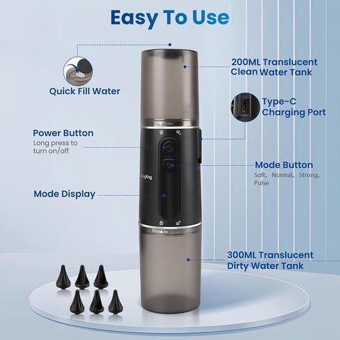 Ear Wax Removal, AngKng Electric Ear Irrigation Flushing System with Dual Water Tank, Portable Water Powered Ear Cleaner with 4 Pressure Settings, Safe & Effective for Earwax Buildup, USB Rechargeable in Saudi Arabia