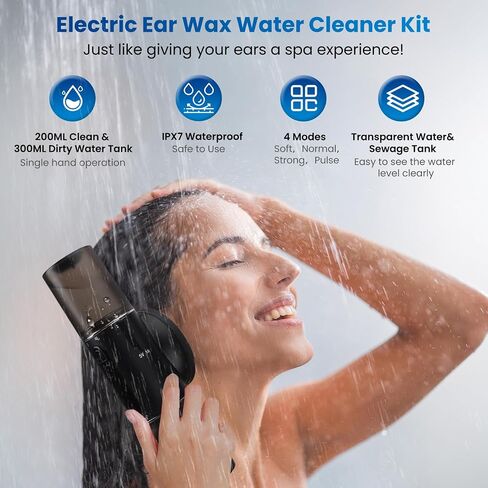 Ear Wax Removal, AngKng Electric Ear Irrigation Flushing System with Dual Water Tank, Portable Water Powered Ear Cleaner with 4 Pressure Settings, Safe & Effective for Earwax Buildup, USB Rechargeable in Saudi Arabia
