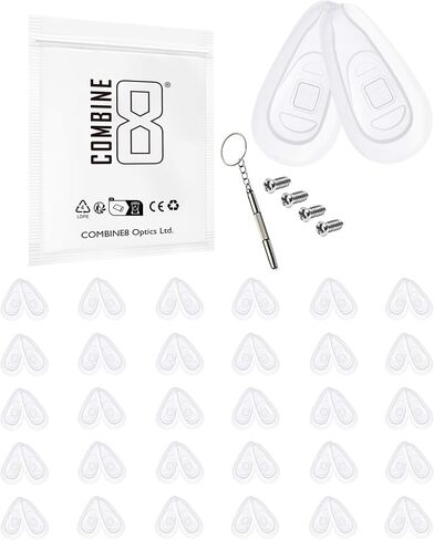 Eyeglass Nose Pads, 30 Pairs Clear Tear Shaped Soft Silicone Glasses Nose Pad with 1Pc Screwdrivers & 4Pcs Screws for Surface Plate OX5132/Plier OX5142 Sunglasses in Saudi Arabia