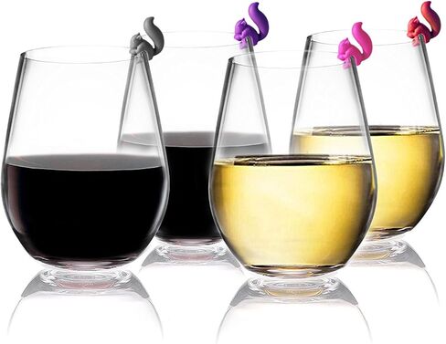 10 قطع من أقلام تحديد المشروبات، حليات نبيذ من السيليكون على شكل سنجاب، متنوعة، أقلام زجاجية من السيليكون لحفلات البار، حاملات أكياس الشاي، أكواب أكواب الشاي، قواعد أكواب الشاي، نظارات جذعية كوكتيل الشمبانيا من مارتينيس (مناسبة للأكواب بسمك أكثر من 0.3 سم in Kuwait