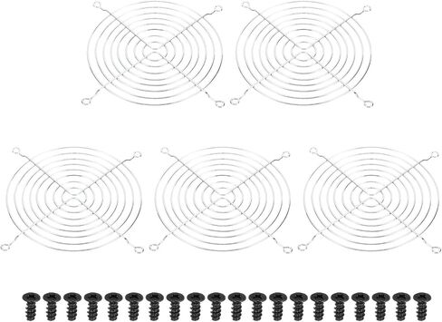 PATIKIL 92mm Fan Grill with Screws, 5 Pack Chrome Plated Iron Frame Ventilator Grill Protector Mesh Dustproof Case Cover for Computer PC, Silver Tone in Saudi Arabia