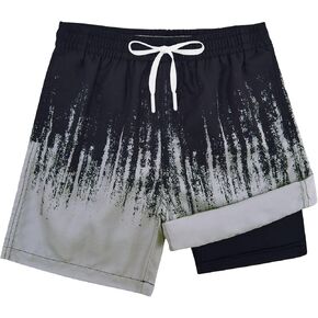 TUONROAD Boys Swim Trunks with Compression Liner Quick Dry Board Shorts with Boxer Brief Lined Bathing Suit 8-20 Years