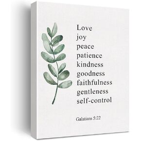 Christian Canvas Wall Art Galatians 5:22 Fruit of the Spirit Canvas Print Positive Scripture Canvas Painting Home Wall Decor Framed Gift 12x15 Inch