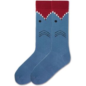 K. Bell Men's Casual Animal Novelty Crew Socks, Abducted Cows (Navy), Shoe Size: 6-12