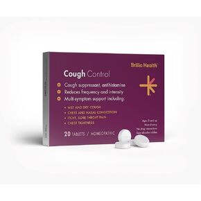 Cough Control - 20 Tablets - Homeopathic Wet & Dry Cough Medication - Clinically-Proven Wet & Dry Cough Relief - Multi-Symptom Support - for Adults & Children