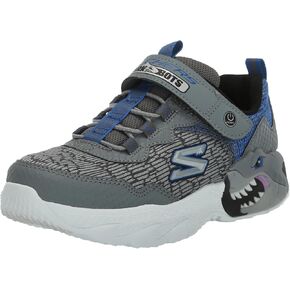 Skechers Boy's Creature-Lights Sneaker, Charcoal/Blue, 13.5 Little Kid