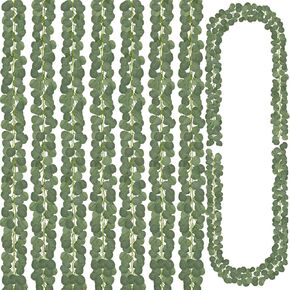 CQURE 48 Pack Artificial Eucalyptus Garland Faux Greenery Garland Eucalyptus Leaves Vines Table Runner for Wedding Party Backdrop Arch Wall Room Decor(336Ft)
