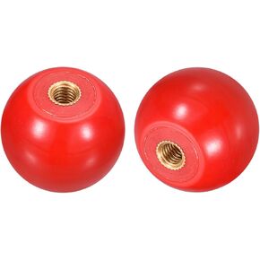 uxcell 5Pcs Threaded Ball Knobs, M5 Female Thread Thermoset Ball Knob 25mm Dia Round Operation Ball Handles with Copper Insert for Machine Lever Handle, Red