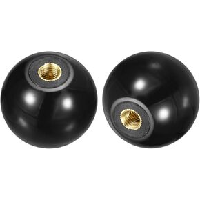 uxcell 5Pcs Threaded Ball Knobs, M8 Female Thread Thermoset Ball Knob 40mm Dia Round Operation Ball Handles with Copper Insert for Machine Lever Handle, Black