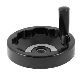 uxcell a13110700ux0953 16 mm x 150 mm Inside Ripple Hand Wheel Black w Folding Revolving Handle