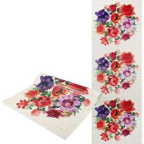 Bamboo Yoga Mat Vintage Flower Natural Bamboo Mat Fitness Exercise Mat W24"x L67"For Home Tatami, Yoga, Pilates Fitness and Exercise Rest Cushion