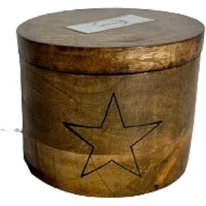 Antique Handcrafted Wooden Small Storage Container Star Engraved Round Candy Jar For Home Office Kitchen Decor in Saudi Arabia