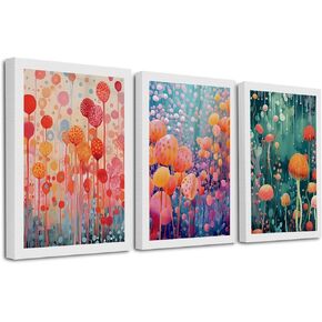 3 Piece Canvas Botanical Wall Art Flowers Wall Decor Framed Art Vintage Floral Plant Artwork Modern Decor Wall Painting Art Prints Farmhouse Living Room Gallery Office Girls Room Decor