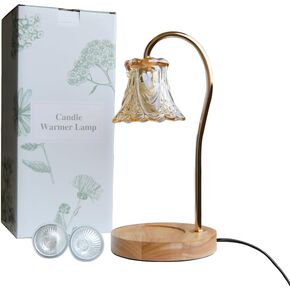 مصباح تسخين الشموع، مع لمبتين، مؤقت ومسخن ذوبان الشمع الخافت، يذوب الشمع للشموع المعطرة، يناسب مرطبان صغير كبير معطر، هدايا لديكور المنزل. (العنبر) in Kuwait