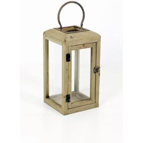 11" Morden Wooden Lantern in Mediterranean Brown 5.5"x5.5"x11.4" (1, Mediterranean Brown, Small)