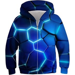 TUONROAD 6-14T Boys Girls Zip Up Hoodies Sweatshirts 3D Printed Cool Pullover with Pockets
