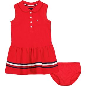 Tommy Hilfiger Baby Girl's Short Sleeve Polo Dress With Matching Bloomers