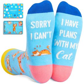HAPPYPOP Funny Cat Gifts for Cat Lovers, Novelty Cat Socks for Women Men, Crazy Silly Socks