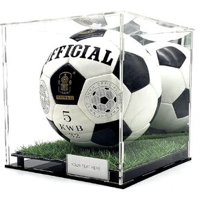 Acrylic Full Size Football Helmet Display Case Stand Box for Sports Memorabilia Collectibles Autograph Riser Shoes Artificial Turf Grass 15x12x12 Inch