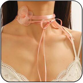 Flower Choker for Women Small Floral Long Wrap Collar Tie Lace choker Necklace Summer Beach Wedding Bride Party Neck Accessories