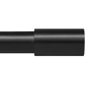 Ivilon Curtain Rods for Windows - Long End Cap Design, 1 inch Diameter, Extendable Drapery Rod for Windows, 48 to 86 Inches. Color Black