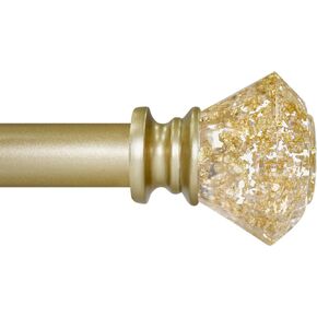 Gold Curtain Rods 28 to 48 Inch(2.3-4 ft), Modern Decorative Heavy Duty Adjustable Curtain Rod for Windows, Single curtain Rod with Gold Translucent Diamond finials, 18-45"