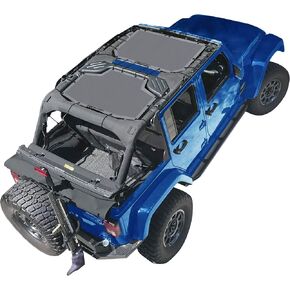 Alien Sunshade Jeep Wrangler JKU (2007-2018) – Rear Half Mesh Sun Shade for Jeep JK Unlimited - Blocks UV, Wind, Noise - Bikini Jkini Top Cover for Sport, Sport S, Sahara, Rubicon (Blue)
