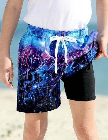TUONROAD Boys Swim Trunks with Compression Liner Quick Dry Board Shorts with Boxer Brief Lined Bathing Suit 8-20 Years in Kuwait