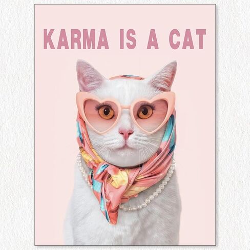 HRXPUQAC Karma Is A Cat Album Poster Song Lyrics Wall Art Taylor Pink Room Aesthetic Music Album Canvas Prints for Fans Bedroom Wall Decor 12x16inch Unframed in Saudi Arabia