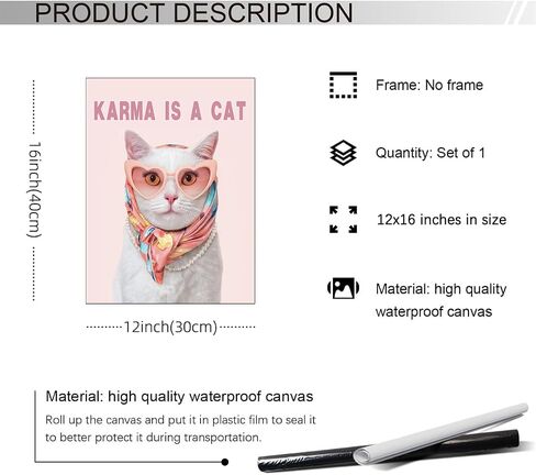 HRXPUQAC Karma Is A Cat Album Poster Song Lyrics Wall Art Taylor Pink Room Aesthetic Music Album Canvas Prints for Fans Bedroom Wall Decor 12x16inch Unframed in Saudi Arabia