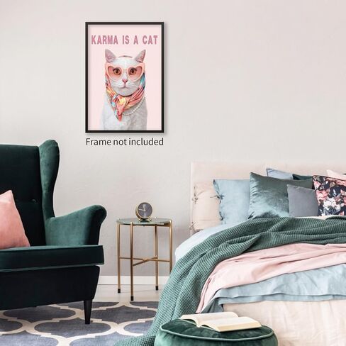 HRXPUQAC Karma Is A Cat Album Poster Song Lyrics Wall Art Taylor Pink Room Aesthetic Music Album Canvas Prints for Fans Bedroom Wall Decor 12x16inch Unframed in Saudi Arabia