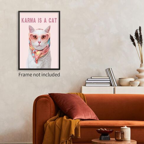 HRXPUQAC Karma Is A Cat Album Poster Song Lyrics Wall Art Taylor Pink Room Aesthetic Music Album Canvas Prints for Fans Bedroom Wall Decor 12x16inch Unframed in Saudi Arabia