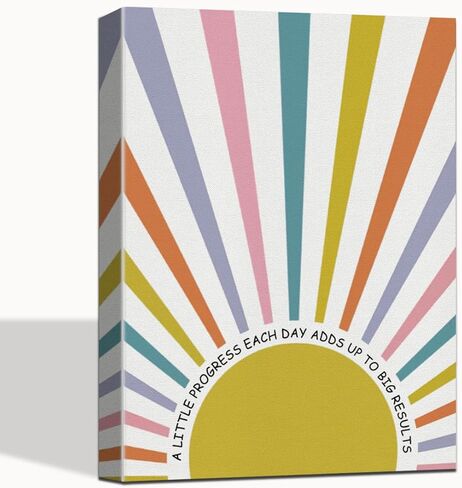 Gdredi Inspirational Canvas Poster, A Little Progress Each Day Adds Up to Big Results Prints, Canvas Wall Table Decor, Therapy Prints, Motivational Classroom Decor, Kids Room Decor 15x11.4 inch in Kuwait