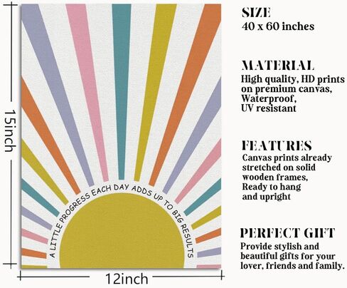 Gdredi Inspirational Canvas Poster, A Little Progress Each Day Adds Up to Big Results Prints, Canvas Wall Table Decor, Therapy Prints, Motivational Classroom Decor, Kids Room Decor 15x11.4 inch in Kuwait