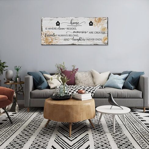 Vefacaiyo Home Is Where Love Resides Sign Canvas جدار الفن الطباعة، 40 "× 16" علامات اقتباسات ملهمة اللوحة الفنية مؤطرة خشبية لتعليق غرفة النوم مدخل غرفة المعيشة ديكور جدار المنزل in Saudi Arabia