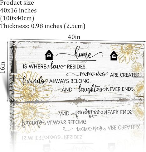 Vefacaiyo Home Is Where Love Resides Sign Canvas جدار الفن الطباعة، 40 "× 16" علامات اقتباسات ملهمة اللوحة الفنية مؤطرة خشبية لتعليق غرفة النوم مدخل غرفة المعيشة ديكور جدار المنزل in Saudi Arabia