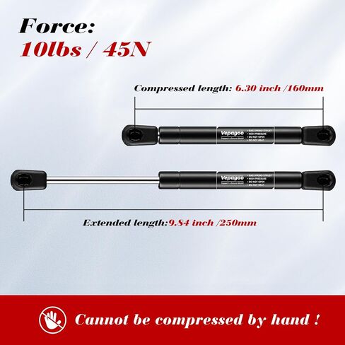 10 بوصة 35 رطل/156N دعامات رفع الصدمات الغازية متوافقة مع صندوق أدوات التقاط الشاحنة وغطاء باب RV، مجموعة من 2 Vepagoo in Kuwait