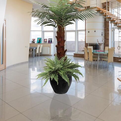 نبات سرخس بوسطن الاصطناعي مقاس 34 بوصة مع 42 سعفة حريرية خضراء نابضة بالحياة - نباتات خضراء صناعية مقاومة للأشعة فوق البنفسجية للاستخدام الداخلي والخارجي | مثالية للمنزل والفناء والحديقة وديكور المكتب in Kuwait