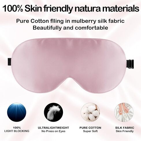 Sleep Mask, Zero Pressure Silk Eye Masks with Adjustable Strap for Sleep, eWish Eye Sleep Shade Cover, Blocks Light for Women and Men (Pink) in Saudi Arabia